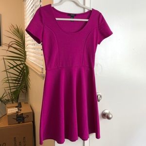 Magenta / Purple Short Sleeve Skater Dress